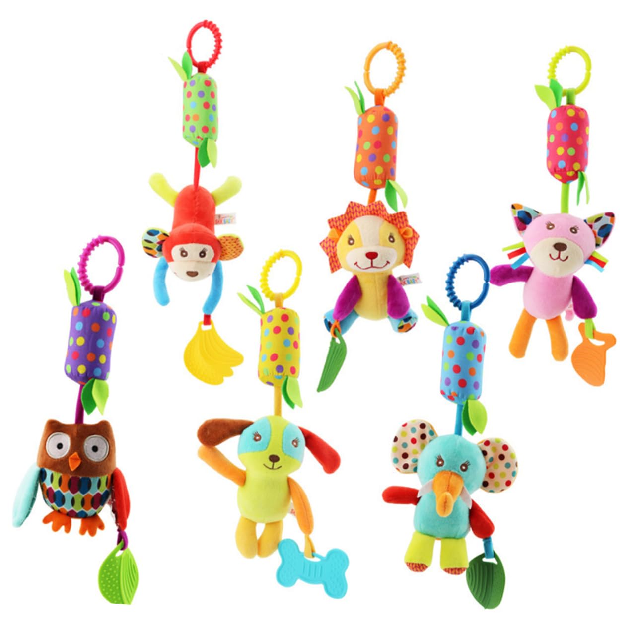 SHOWERORO 3-Piece Rotating Baby Rattle Toy Set - Animal-Themed Bells for Infants & Toddlers - Perfect for Nursery, Playtime & Early Learning Development
