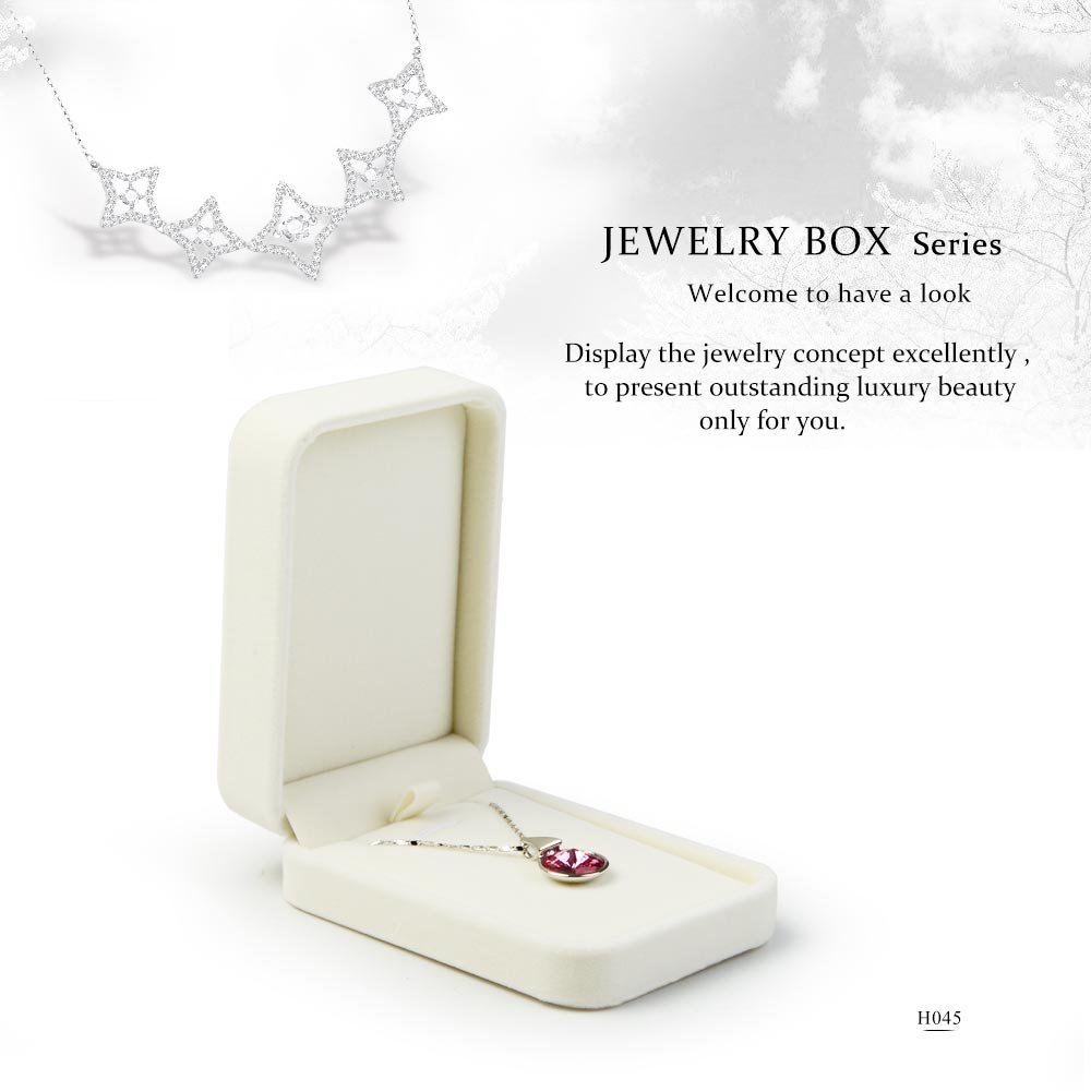 Oirlv Velvet Jewelry Box - White Velvet Pendant Storage Case for Necklaces, Rings & Earrings - Elegant Gift Packaging & Jewelry Showcase for Weddings, Birthdays & Special Occasions