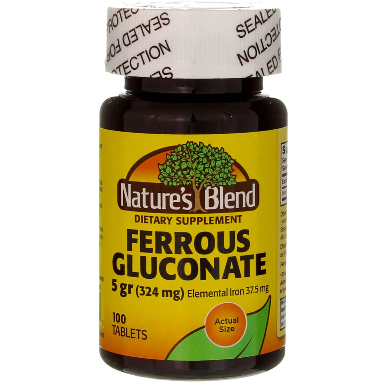 Nature's Blend Ferrous Gluconate Tablets 324mg - 100 Count Iron Supplement for Anemia - Gluten Free, Supports Bone Strength & Energy - Perfect for Daily Wellness & Active Lifestyles