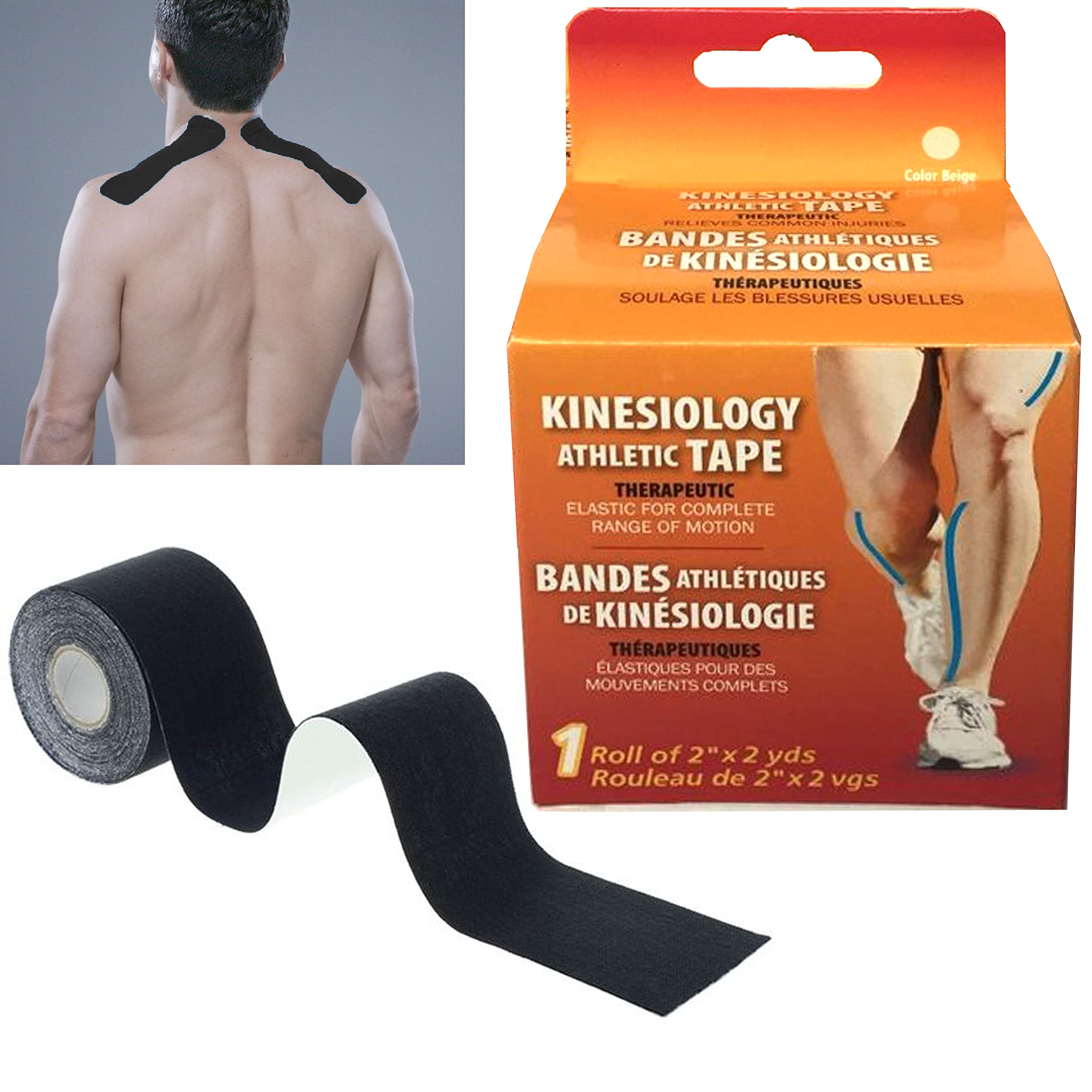 4 Rolls Kinesiology Tape (2 Yards Each) - Waterproof Sports Athletic Tape for Muscle Pain Relief, Joint Support & Injury Recovery - Stretchy, Skin-Friendly Adhesive Bandage - Ideal for Workouts, Running, Yoga & Physical Therapy (Set of 4)