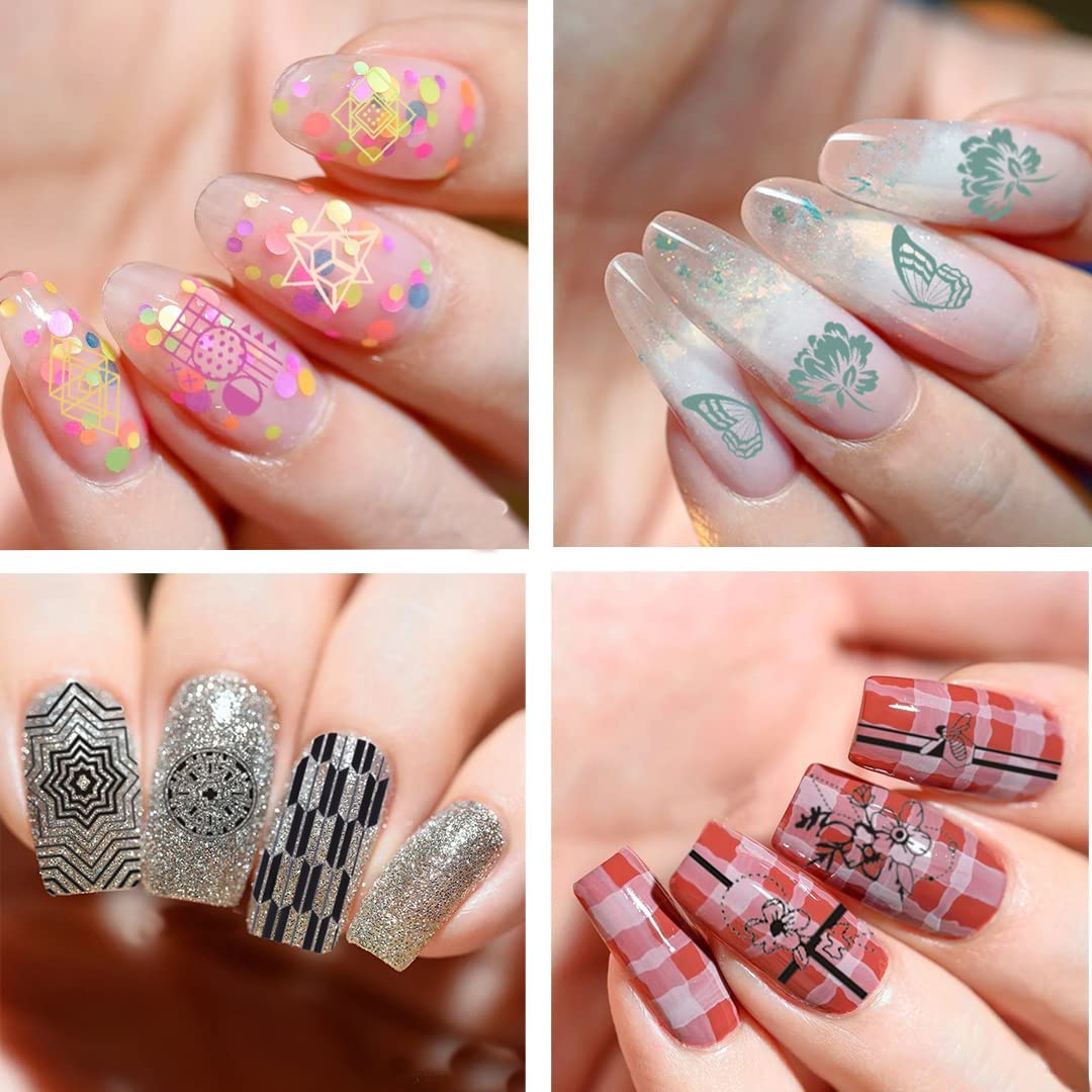 Transparent Nail Stamping Head with Lid & Large Silicone Scraper - DIY Nail Art Stamp Kit for Women & Girls - Perfect for Home Manicures, Parties & Gift Giving (Pack of 1)