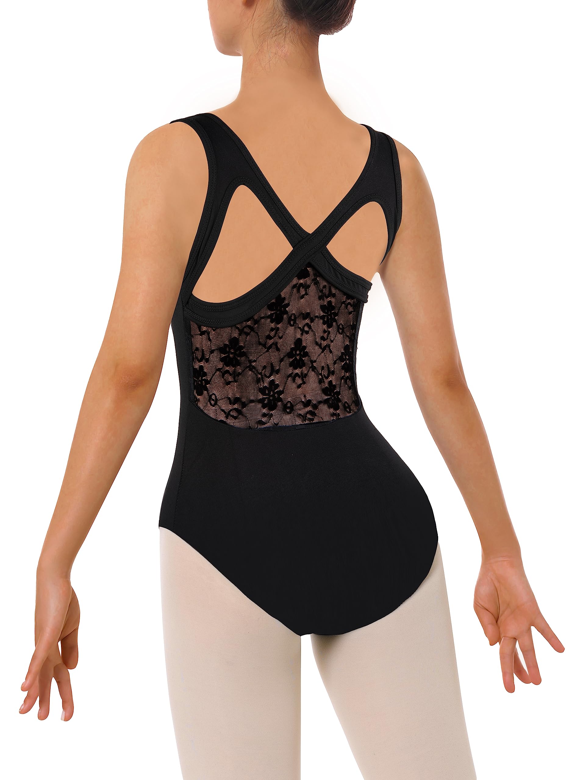 WYHDY Girls Lace Crisscross Back Ballet Leotard - Toddler Dance Tank Top for Ballet, Jazz & Gymnastics - Perfect for Dance Class, Recitals & Performance