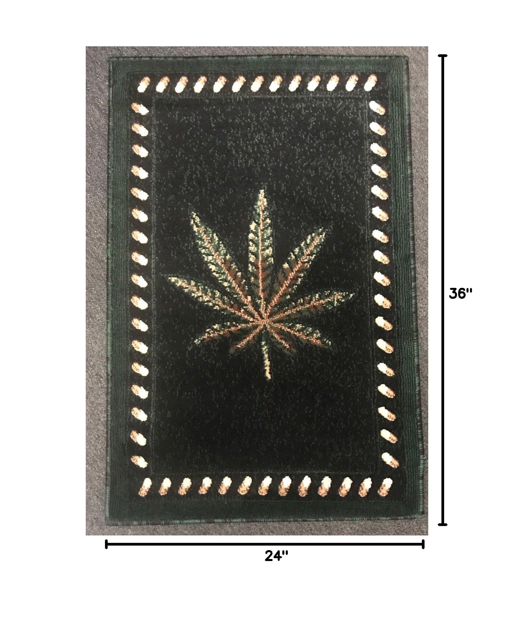 Americana Marijuana Door Mat Rug - Black & Green Design #139 (2ft x 3ft) - Non-Slip Indoor/Outdoor Welcome Mat for Porch, Patio, or Front Door