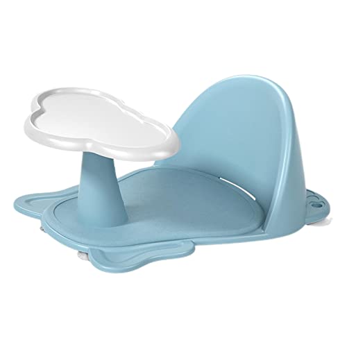 FAKEME Baby Bath Seat with Detachable Tray & Steering Wheel - Non-Slip Suction Cup Bathtub Chair for Infants 6-18 Months (Blue) - Safe Bathing Solution for Newborns & Toddlers - Perfect for Playtime & Learning Independence in the Tub