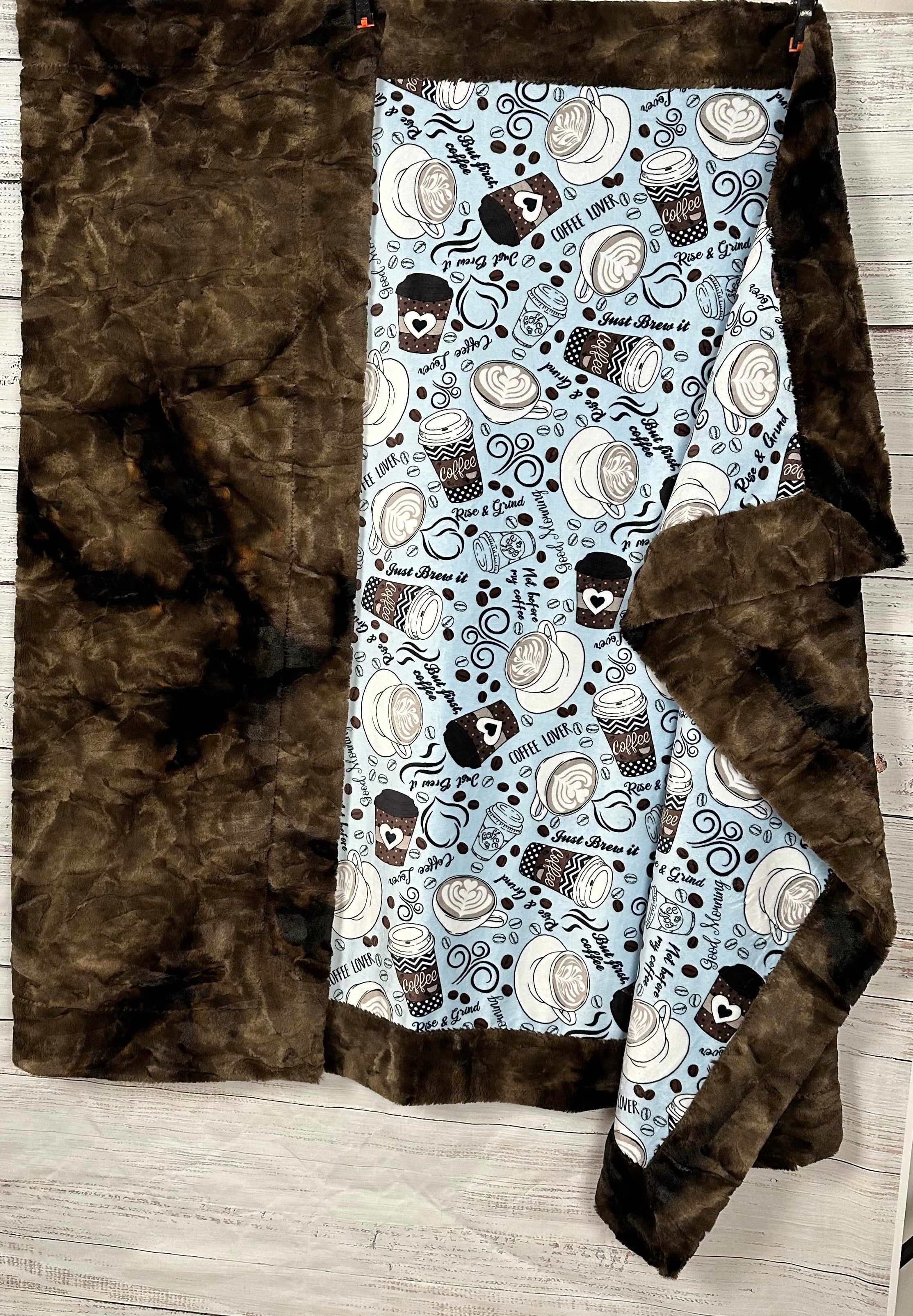 Rise & Grind Brown Rabbit Tie Dye Adult XL Minky Blanket 53x81 - Soft Cozy Throw for Bed, Couch & Outdoor Use