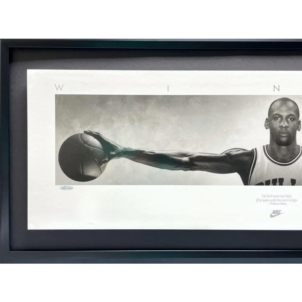 Michael Jordan Autographed Wings Poster - Framed Upper Deck UDA COA Signed #D/500 Chicago Bulls - Perfect for Sports Memorabilia Collectors & Basketball Fans