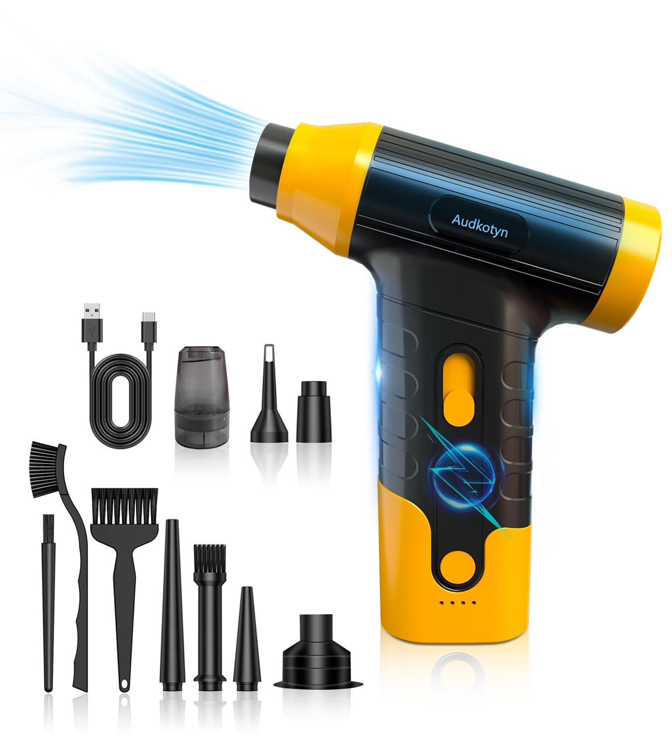 150,000 RPM Cordless Electric Air Duster - Powerful Rechargeable Blower for Cleaning Keyboards, PC, Laptops, Cameras | Multi-Purpose Air Pump for Inflating Air Mattresses, Pool Floats, Boats & Inflatables | Perfect for Home, Office & Outdoor Use