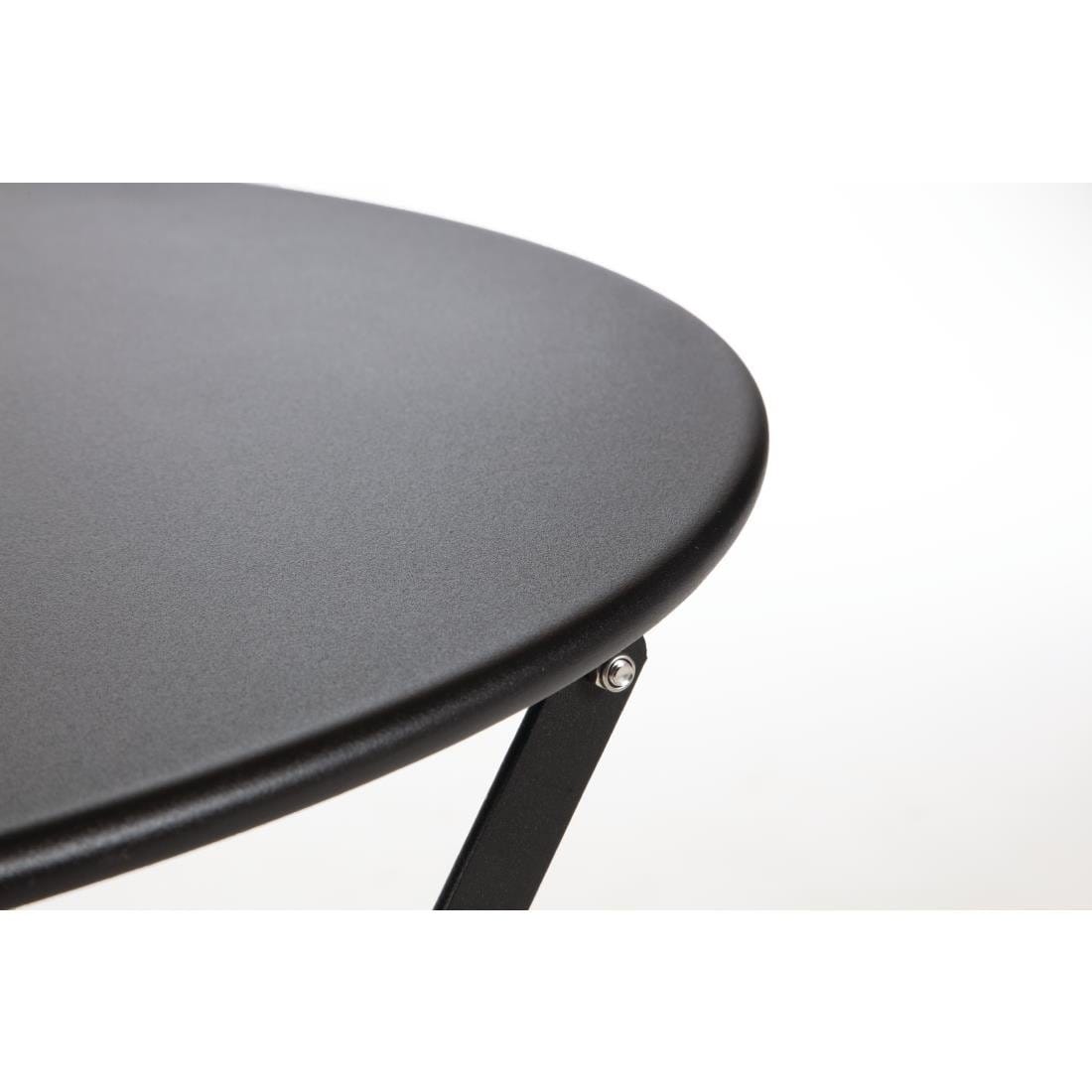 Bolero Black Pavement Style Steel Table - 23.4 Inch Height Adjustable Outdoor Dining Table for Patio, Garden, and Restaurant Use