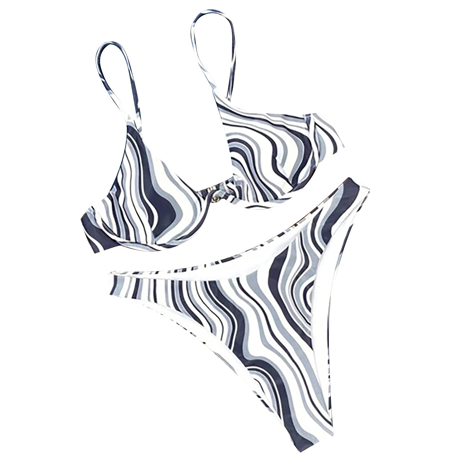 Women's Striped Bikini Set - Sexy Two Piece Swimwear for Beach & Pool - Summer Vacation Swimsuits for Women | Perfect for Beach Parties, Poolside Lounging & Tropical Getaways