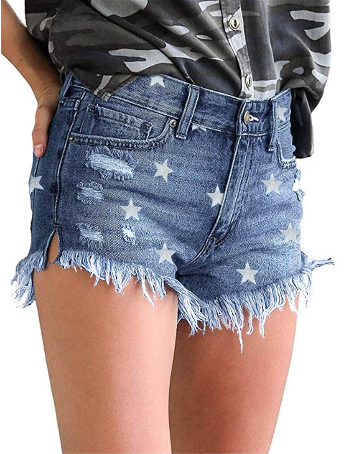 MODARANI Women's Ripped Distressed Denim Shorts - High Waisted Cut Off Jean Shorts for Summer | Perfect for Beach, Music Festivals & Casual Outfits