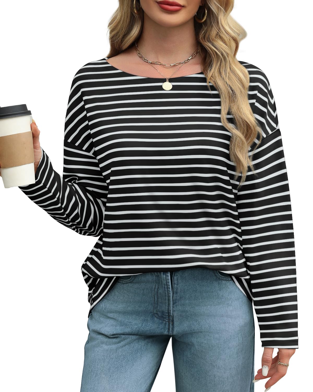 Jescakoo Women's Fall Sweatshirt Boat Neck Tunic Top - Soft Casual Pullover Sweater for Autumn & Winter (Sizes S-2XL) | Perfect for Layering, Office Wear & Weekend Outfits