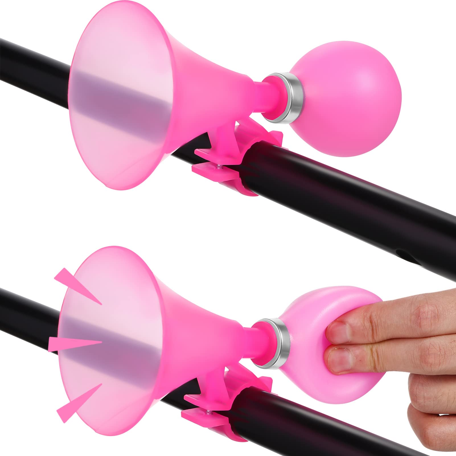 Pink Trumpet Bike Horn - Loud Air Squeeze Horn for Bicycle, Scooter, Skateboard & Stroller - Fun Safety Accessory for Kids & Adults - Perfect for Commuting, Cycling & Outdoor Activities
