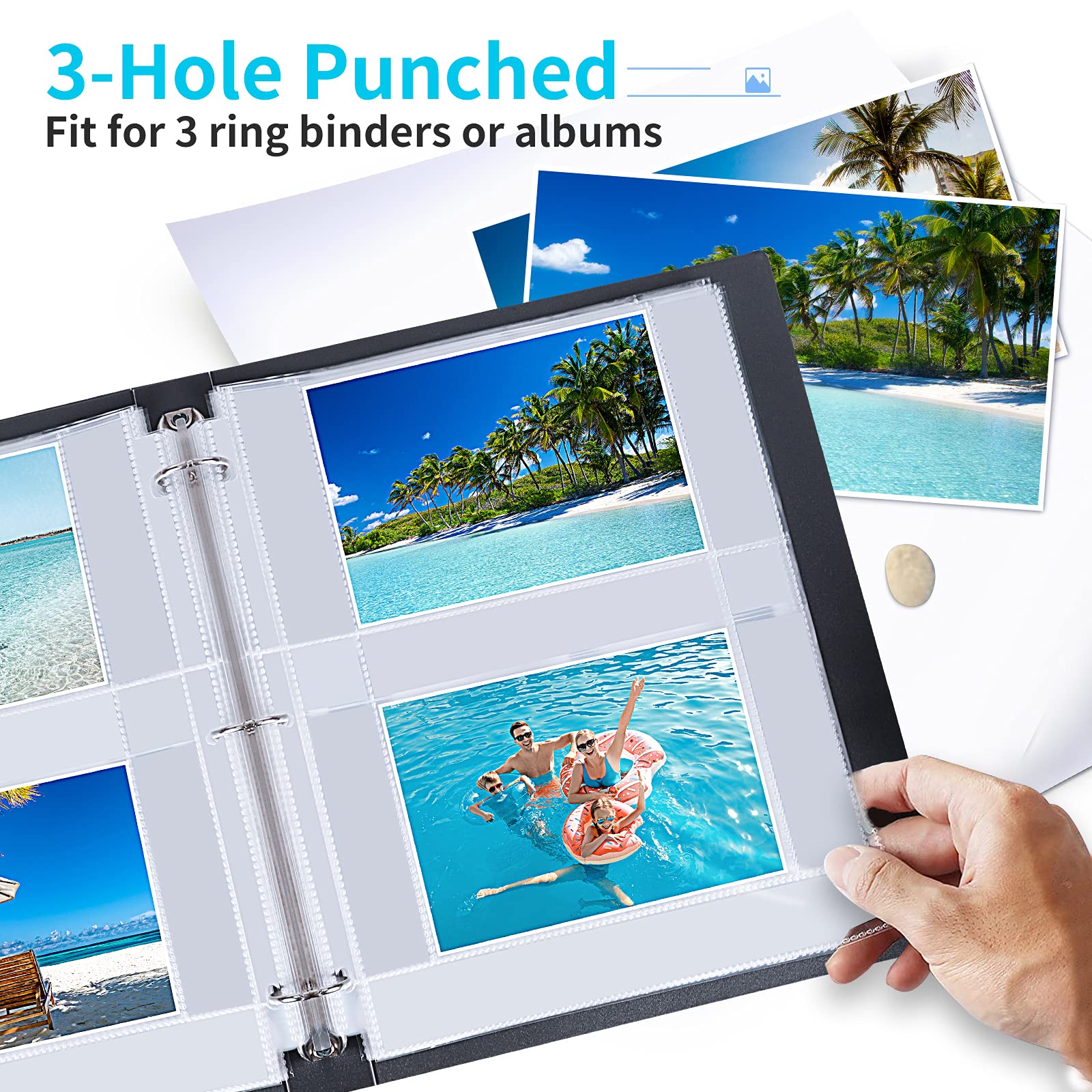 30 Pack 4x6 Photo Sleeves for 3 Ring Binder - Archival Safe Acid-Free Plastic Photo Protector Pages (Holds 120 Photos), Clear Postcard & Picture Album Refill Pockets - Perfect for Scrapbooking, Family Photos & Document Storage
