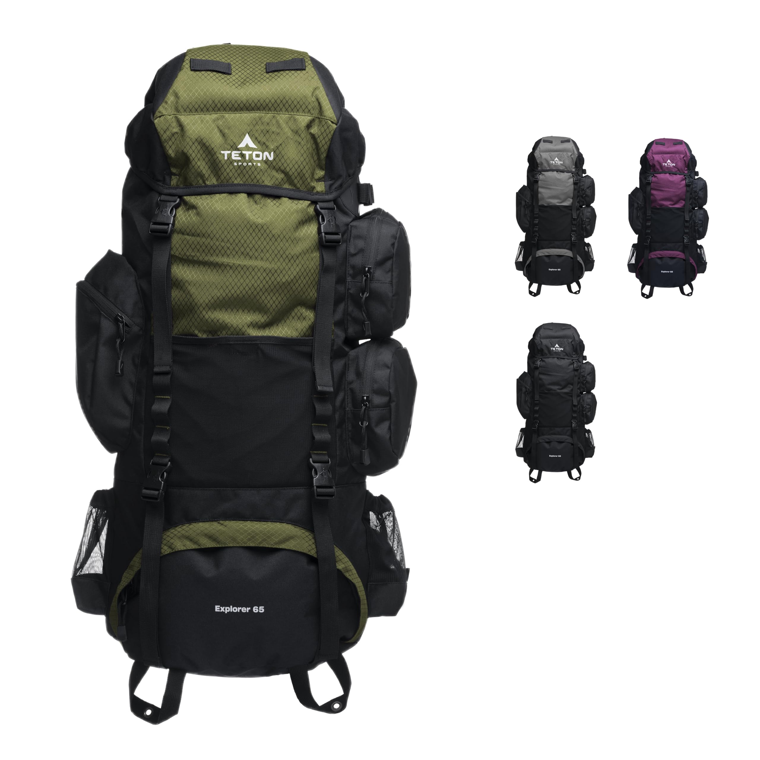 TETON 65L Explorer Internal Frame Backpack for Hiking, Camping & Backpacking - Lightweight Water-Resistant Travel Backpack with Rain Cover - Perfect for Outdoor Adventures, Trekking & Travel Gear