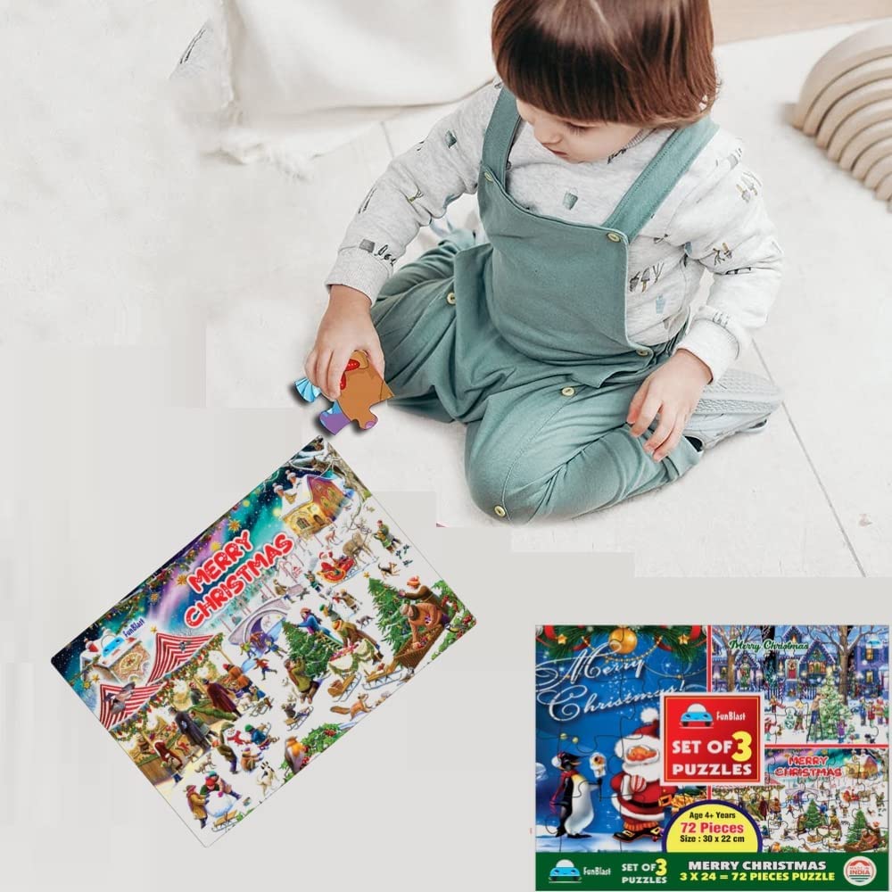 FunBlast Christmas Jigsaw Puzzle for Kids Ages 5+ | 30X22 cm Educational Toy | Holiday Family Game & Gift Idea for Boys and Girls | Perfect for Indoor Play, Birthday Parties & Christmas Stocking Stuffers