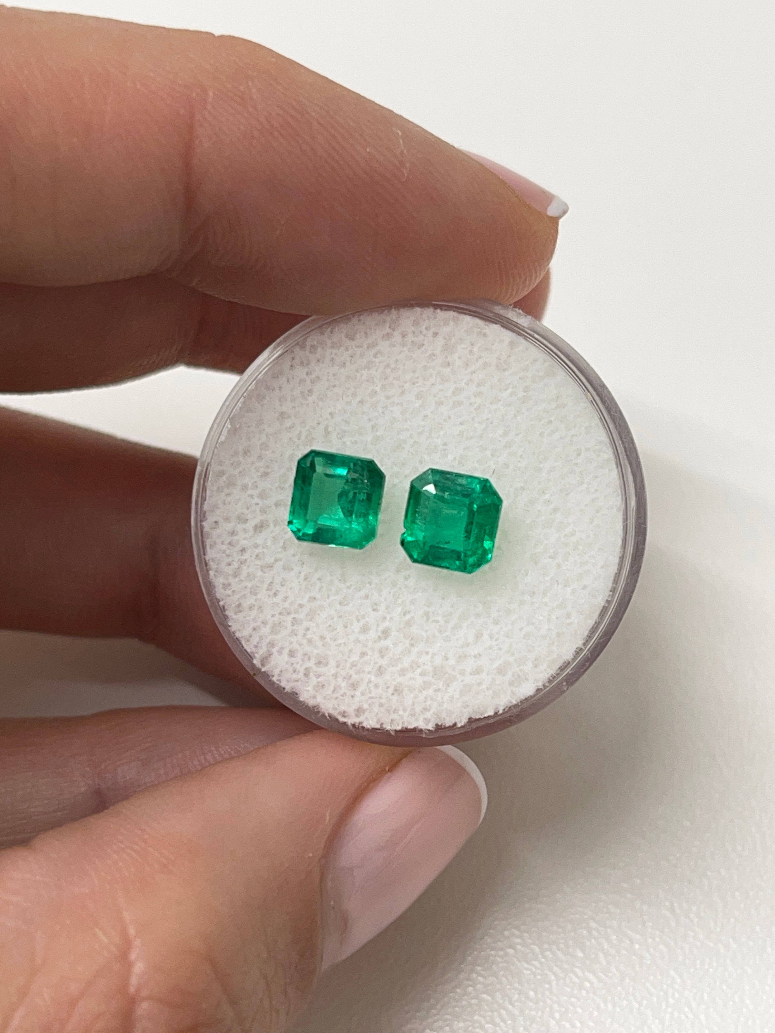 2.19tcw 6x6mm AAA Matching Muzo Green Loose Colombian Emeralds - Asscher Cut Gemstones for Jewelry Making, Engagement Rings & Luxury Gifts
