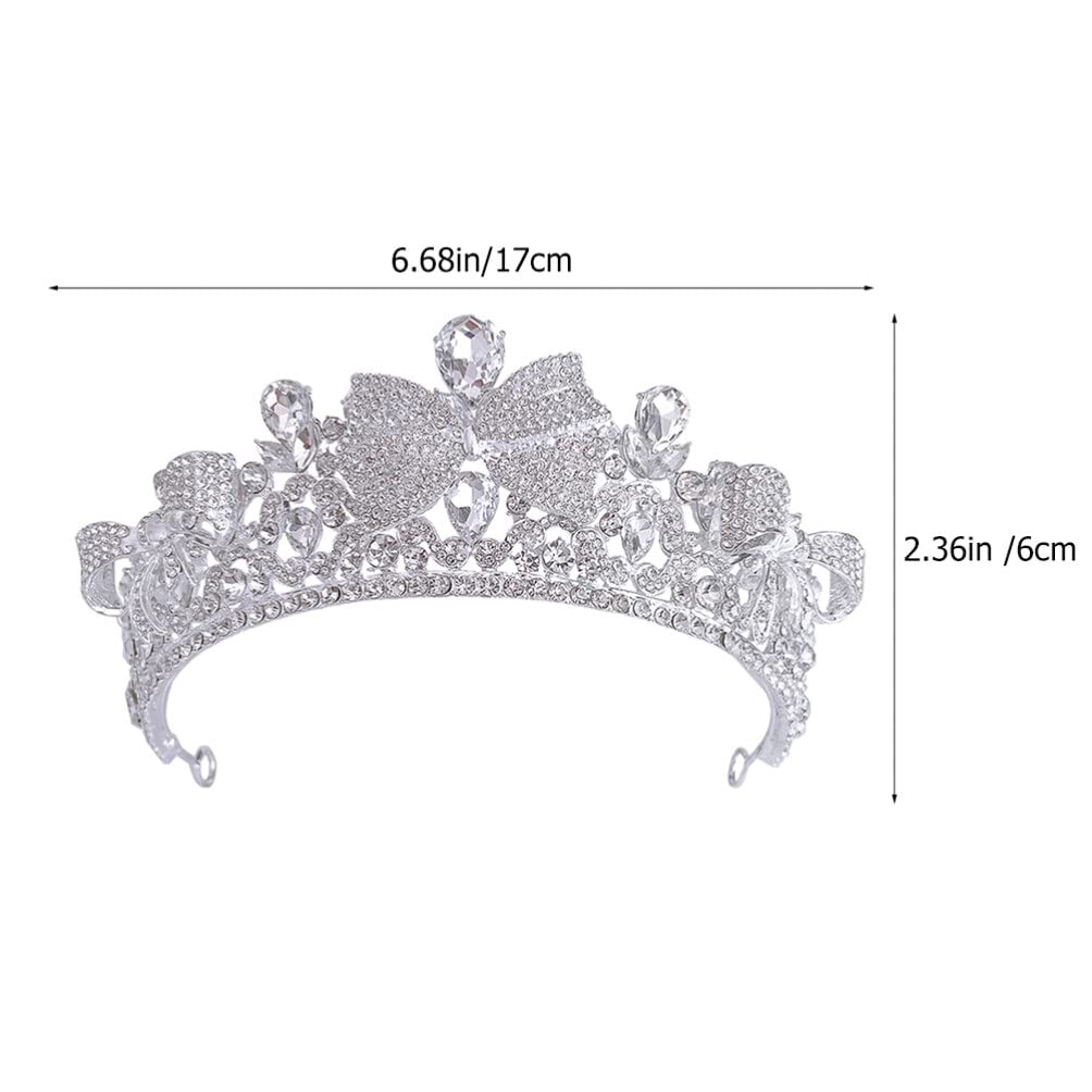 Sparkling Rhinestone Tiara Crown for Women - Elegant Wedding & Birthday Headpiece with Bow | Bridal Hair Accessories for Fairy Bride, Prom, Pageant, and Special Occasions