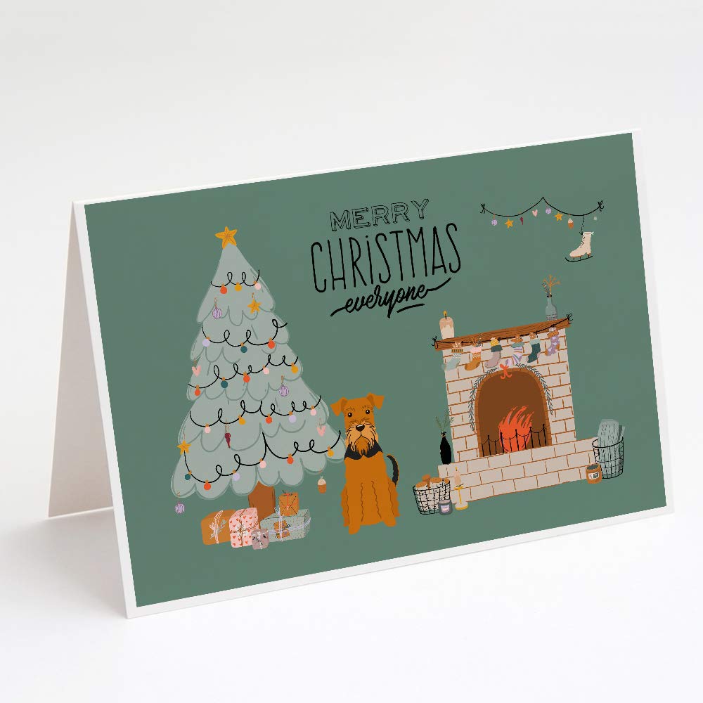 Caroline's Treasures CK7604GCA7P Airedale Christmas Greeting Cards - Pack of 8 Blank A7 Note Cards (5x7 inches) with Envelopes | Holiday Cards for Christmas Wishes, Party Invitations & Seasonal Greetings