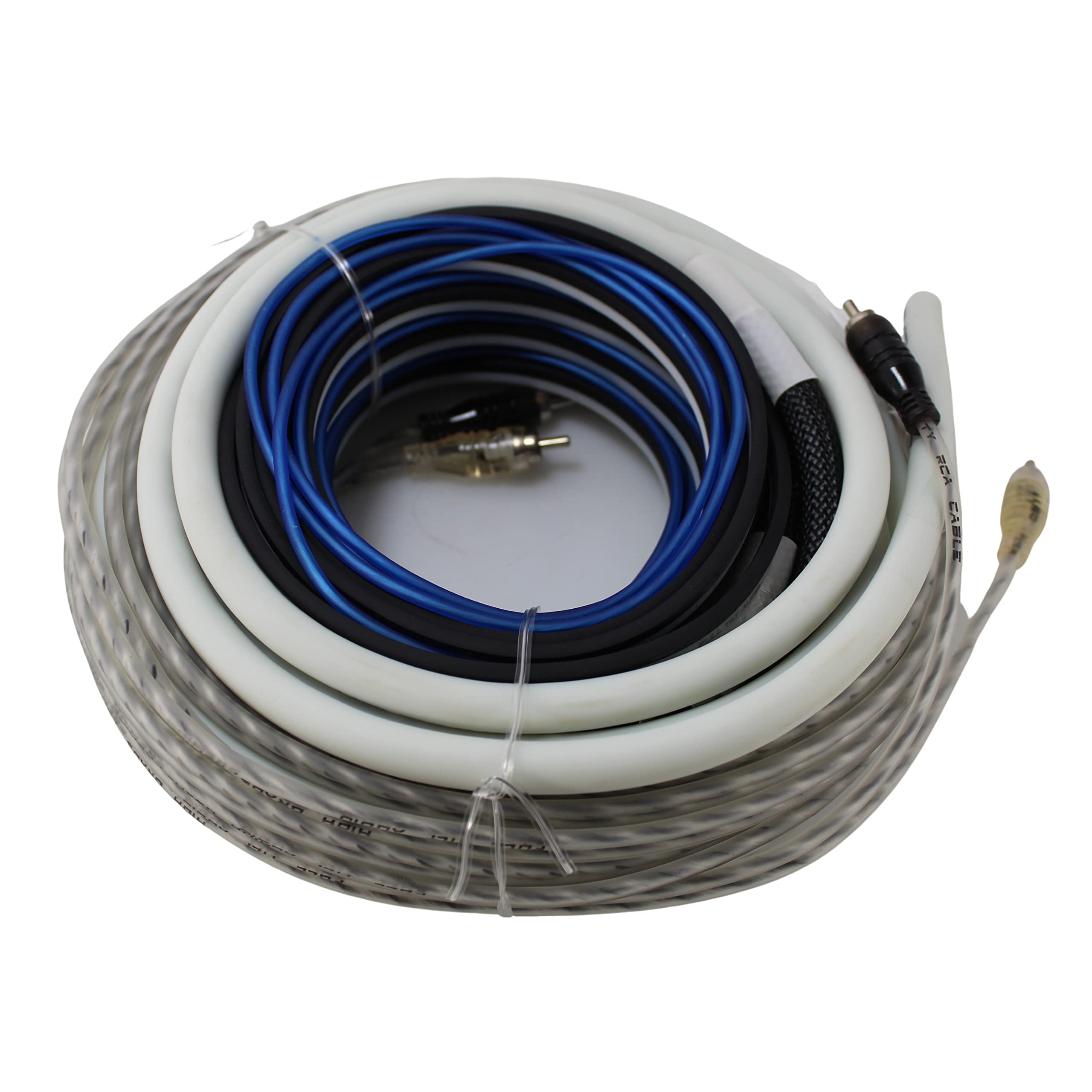 Full Tilt 4 Gauge AWG White/Black Amplifier Wire Kit - Premium Car Audio Power & Ground Cable for Car Stereo, Subwoofer, and Amp Installations