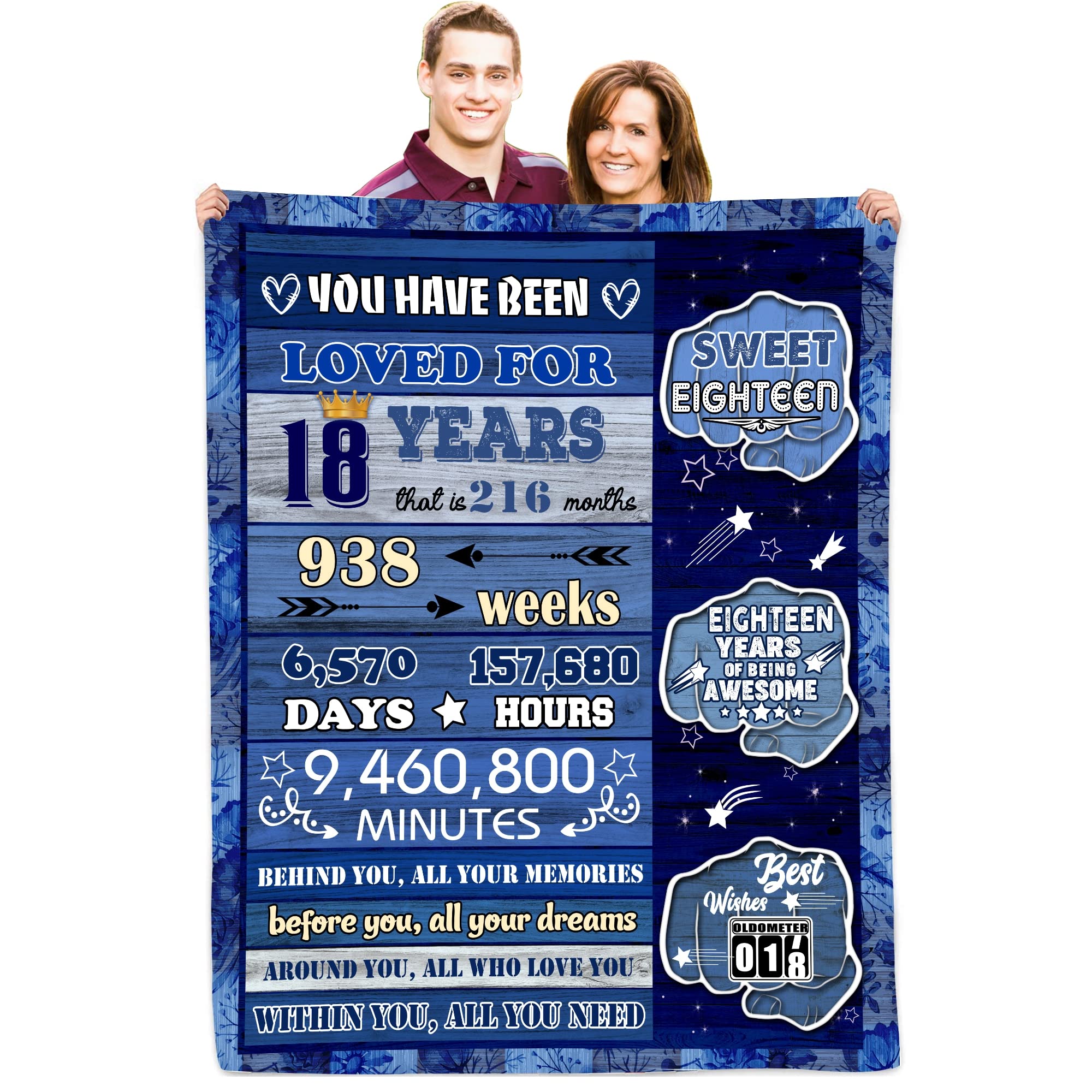 18th Birthday Gifts for Teen Boys - Soft 50x60 Fleece Blanket - Cool 18 Year Old Boy Gift Ideas for College Dorm, Bedroom Decor & Birthday Party Decorations