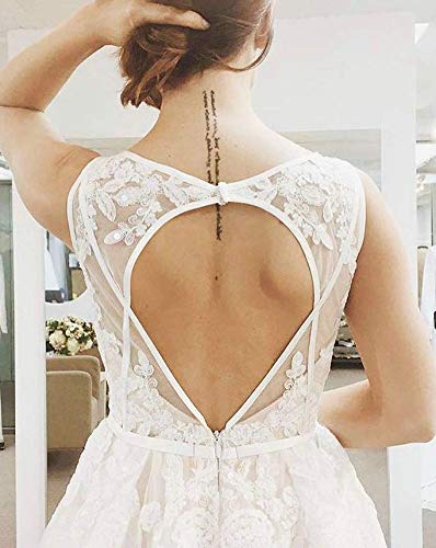 Ruolai Women's V-Neck Wedding Dress with Sequins & Keyhole Back - Boho Beach Bridal Gown for Outdoor Ceremonies & Destination Weddings