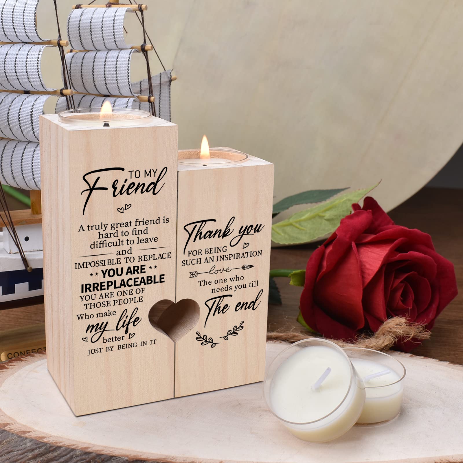 Personalized Candle Holder for Women - Custom Friendship Gift for Best Friend, Birthday, Christmas, Thanksgiving - Perfect for Home Decor, Relaxation & Gifting
