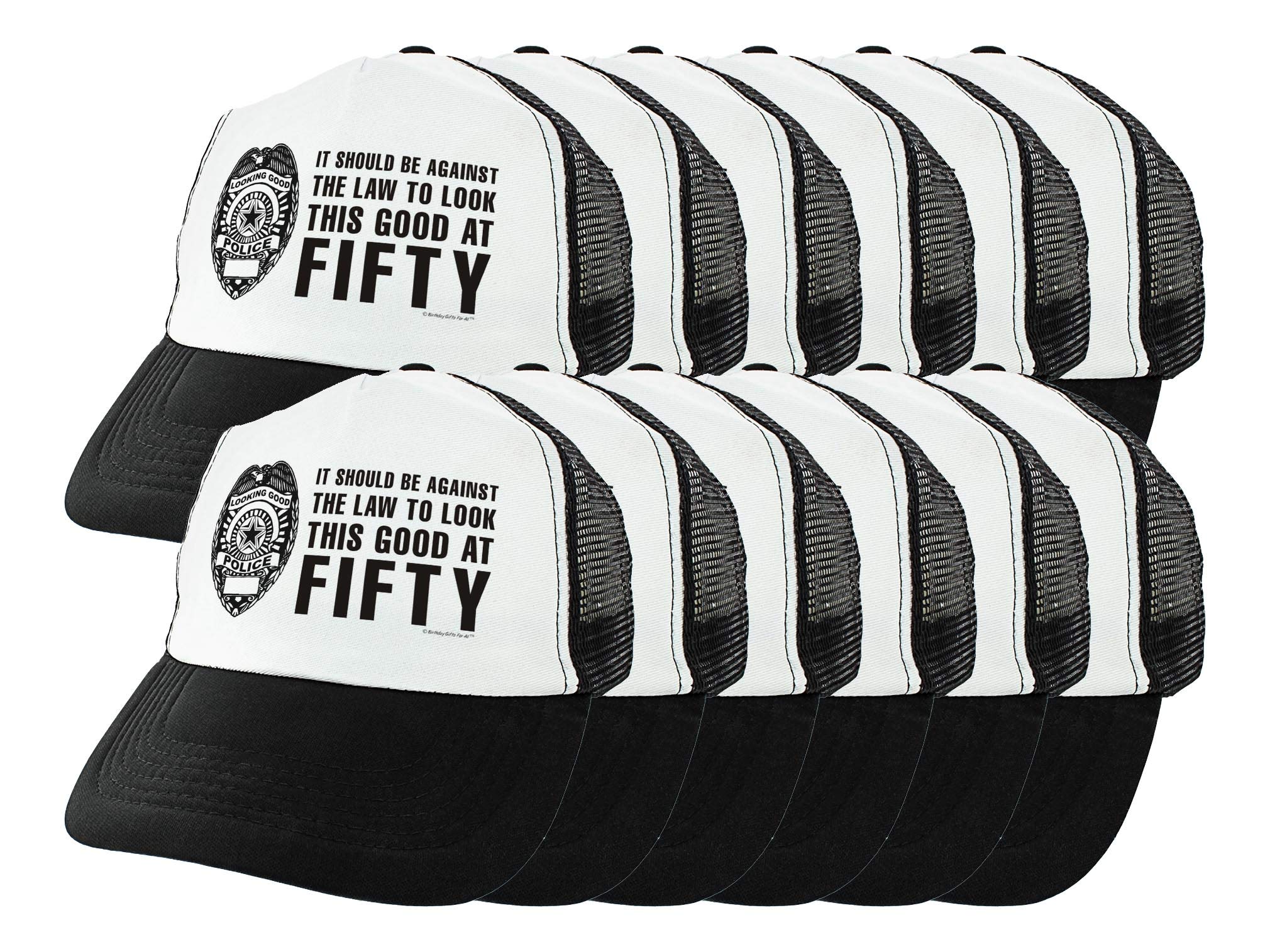 50th Birthday Gift for Women & Men - Funny 'Against The Law to Look This Good at 50' Trucker Hat - Perfect 50th Birthday Party Accessory, Anniversary Celebration & Milestone Gift