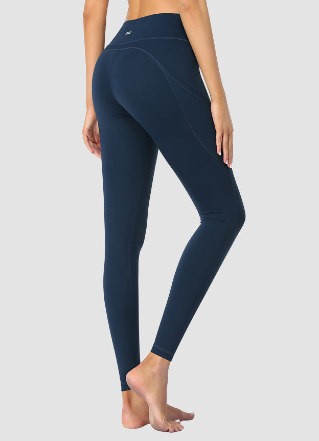 High Waist Yoga Pants for Women - Full Length Newborn Navy Leggings - Perfect for Postpartum Workouts, Maternity & Nursing Comfort
