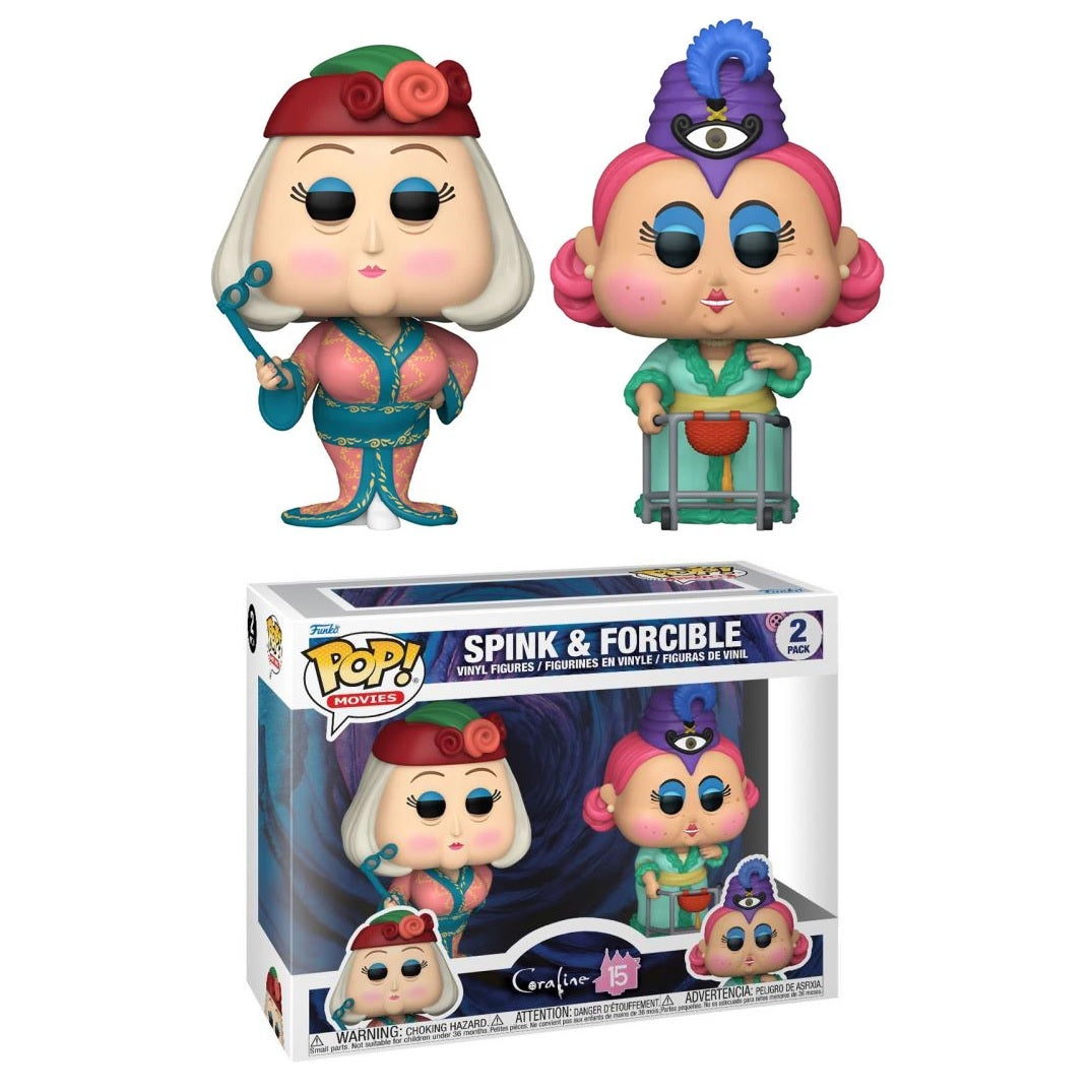 Coraline 15th Anniversary Pop! Vinyl Figures 2-Pack - Spink & Forcible Collectible Dolls - Perfect for Movie Fans, Gift Giving, and Display Shelf Decor