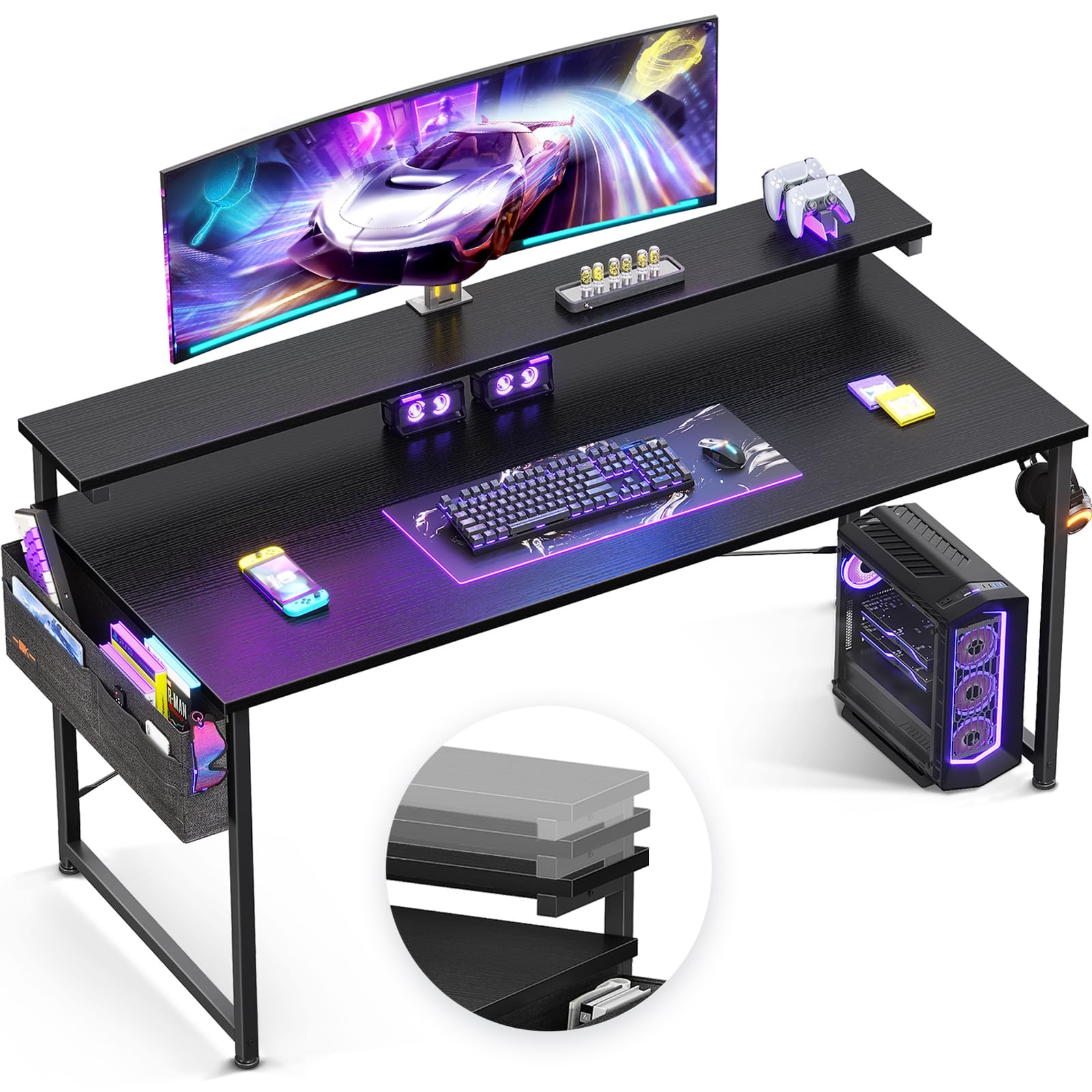 Adjustable Computer Desk with Monitor Stand - 63