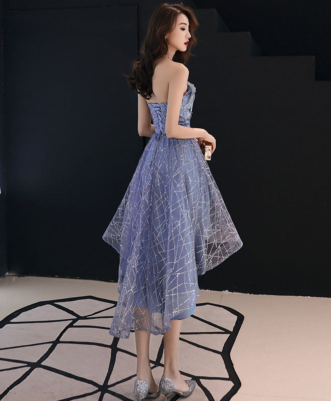Elegant Royal Blue Tulle High-Low Prom Dress for Homecoming, Sweet 16, Quinceañera & Formal Events - Perfect for Dances, Parties & Special Occasions