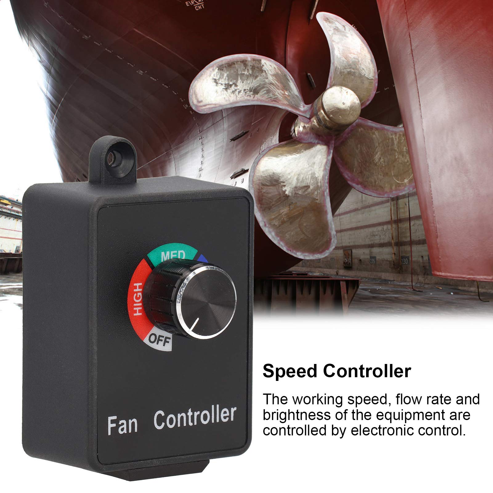 Variable Fan Speed Controller for HVAC & Ventilation - Stepless Adjuster with Pointer Display for Duct, Inline Fans & Blowers (120V) - Perfect for Home, Office & Industrial Ventilation Systems