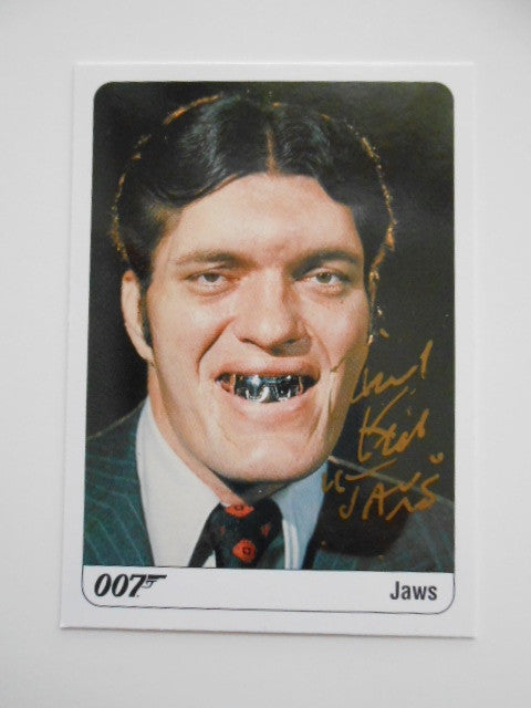 Rare James Bond Richard Kiel Autographed Signed Card with COA - Perfect for Movie Memorabilia Collectors & 007 Fans