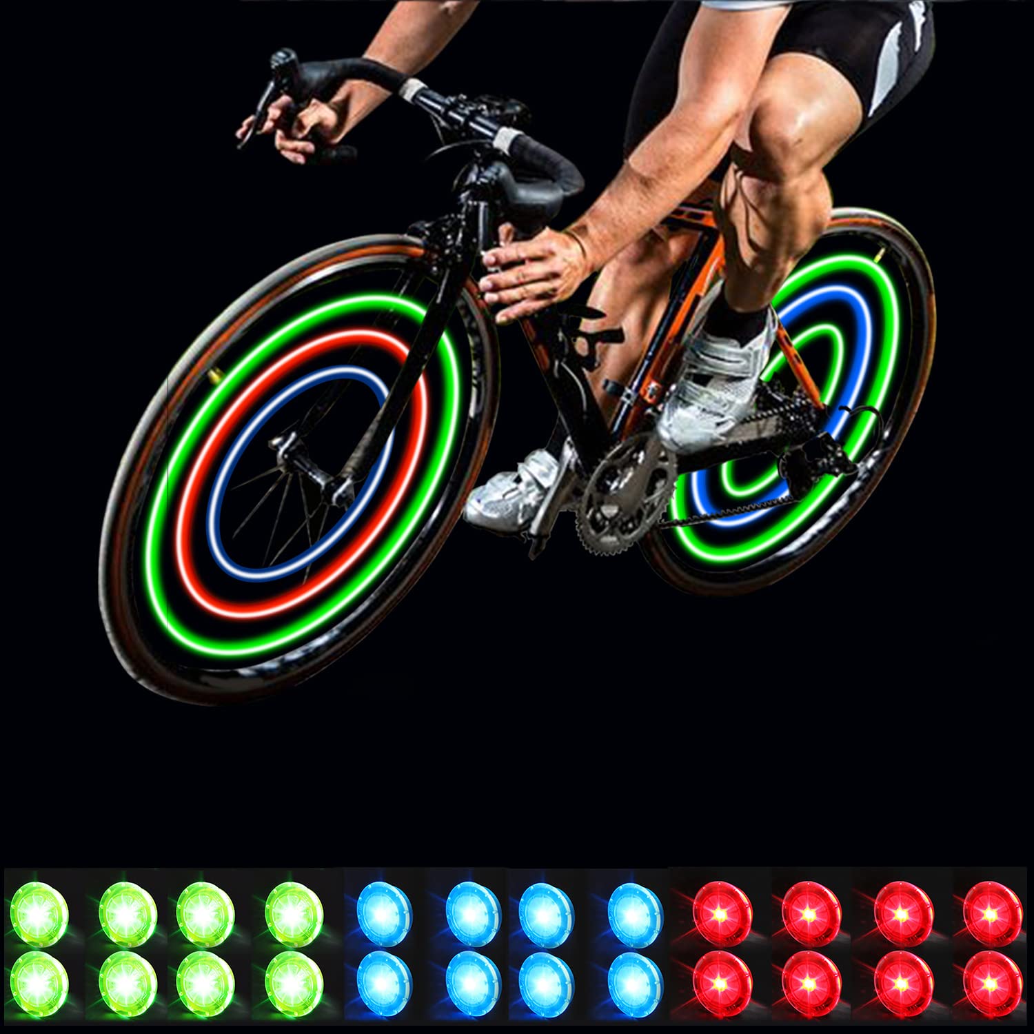 Waterproof Bike Wheel Lights with Batteries Included - Easy Install Spoke Lights for Safe Night Cycling | Perfect for Commuting, Mountain Biking & Kids Bikes