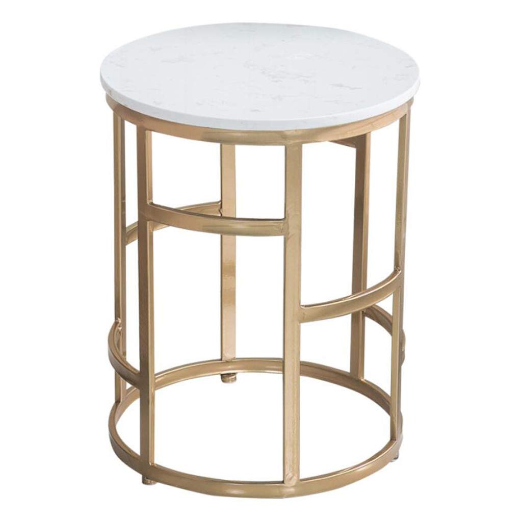 Round Coffee Table with Marble Top & Metal Base - Bedside Table, Sofa End Table for Bedroom, Living Room & Balcony - Perfect for Drinks, Books & Decor
