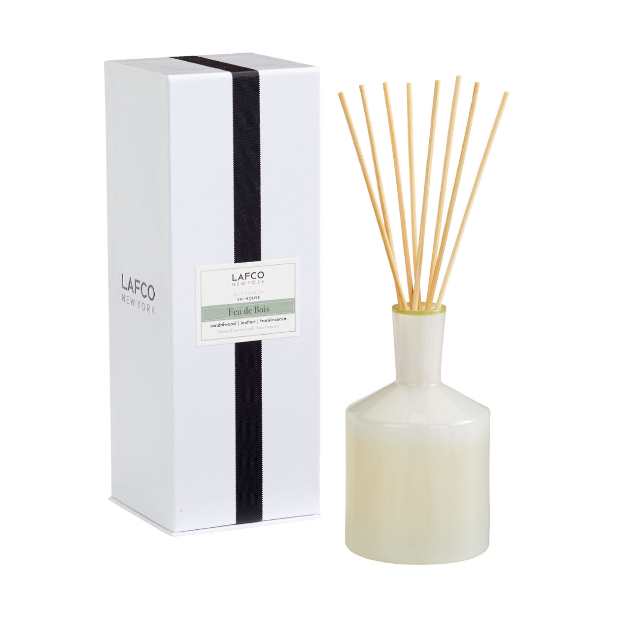 Feu de Bois Reed Diffuser - Premium Wood Scented Home Fragrance Oil for Living Room, Bedroom & Office - Long Lasting Aromatherapy Essential Oil Diffuser Set
