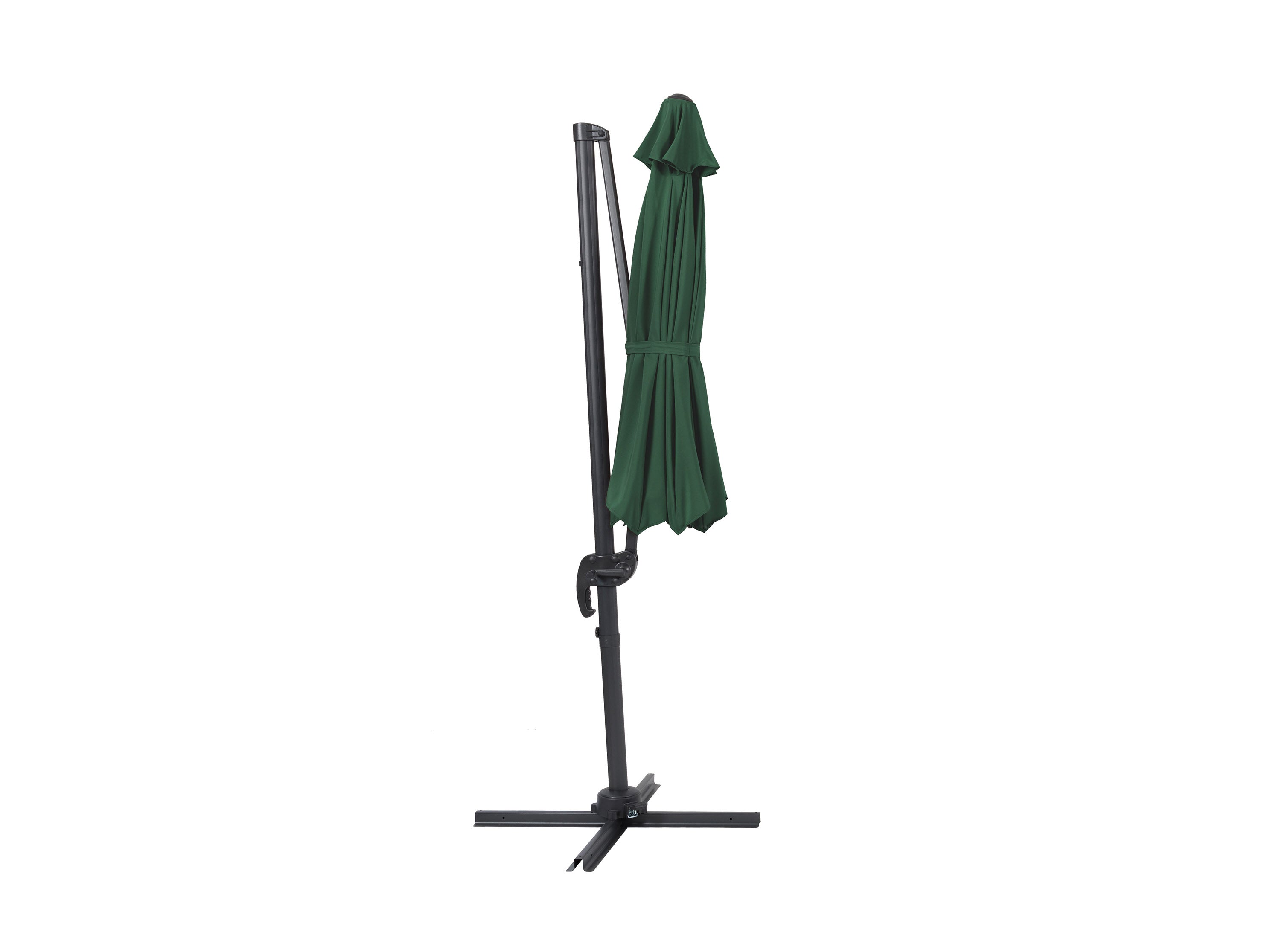 9.5ft Offset Patio Umbrella with 360 Degree Rotation - Dark Green Outdoor Cantilever Umbrella for Poolside, Garden, and Patio Shade