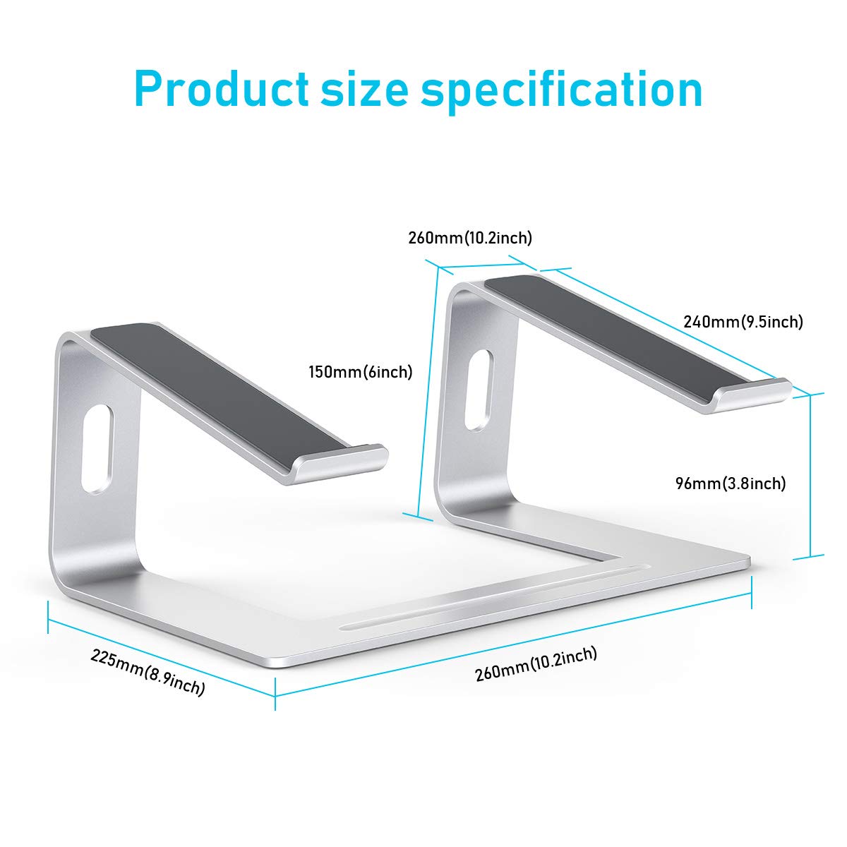 Ergonomic Aluminum Laptop Stand for Desk - Adjustable & Detachable Laptop Riser Holder for MacBook, Dell XPS, Lenovo (10-18 Inch) | Perfect for Home Office, Gaming & Workspace Setup