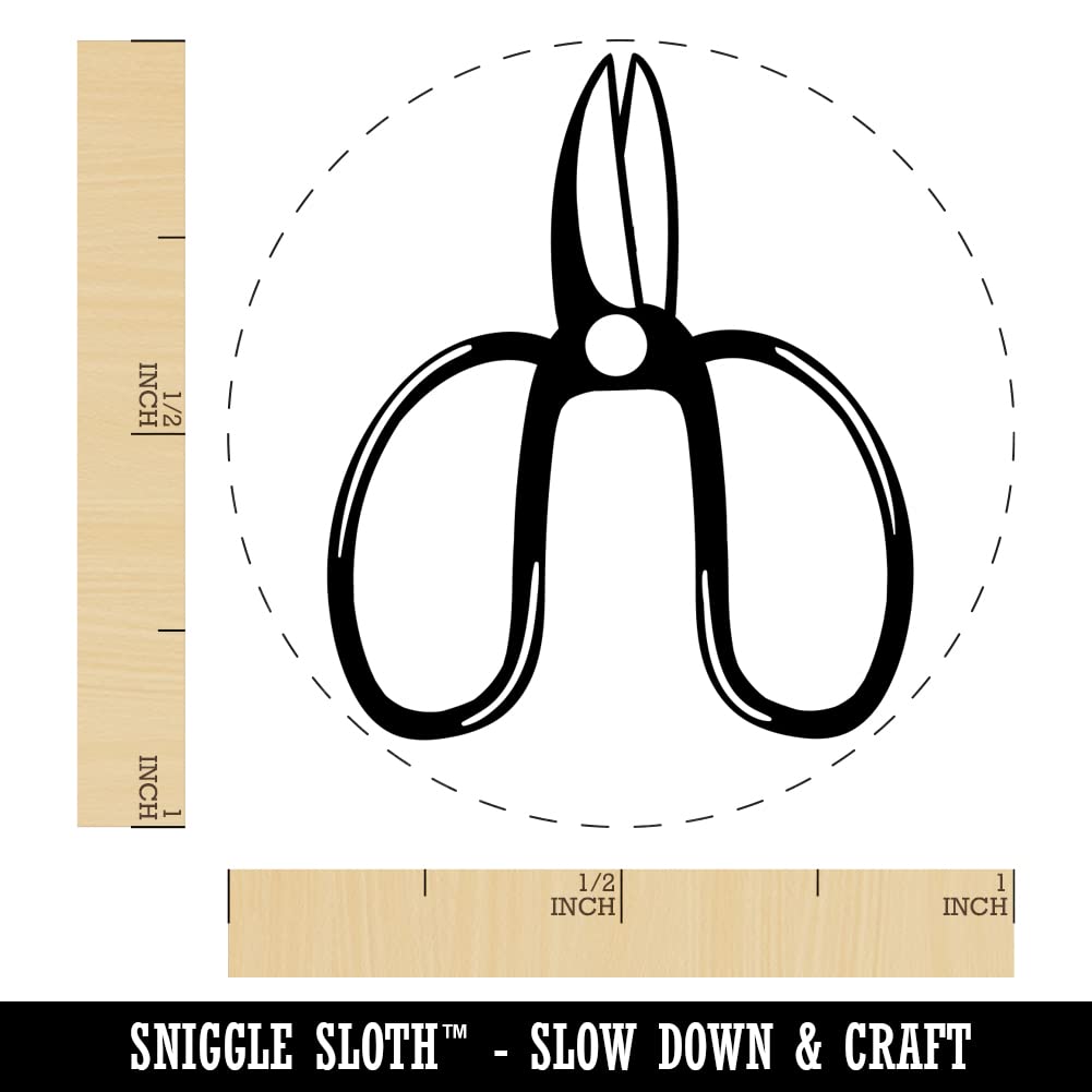 Floral Scissors for Gardening | Self-Inking Rubber Stamp with Black Ink | 1 Inch Medium Stamp for Crafting, Planners & DIY Projects | Perfect for Scrapbooking, Card Making & Journaling
