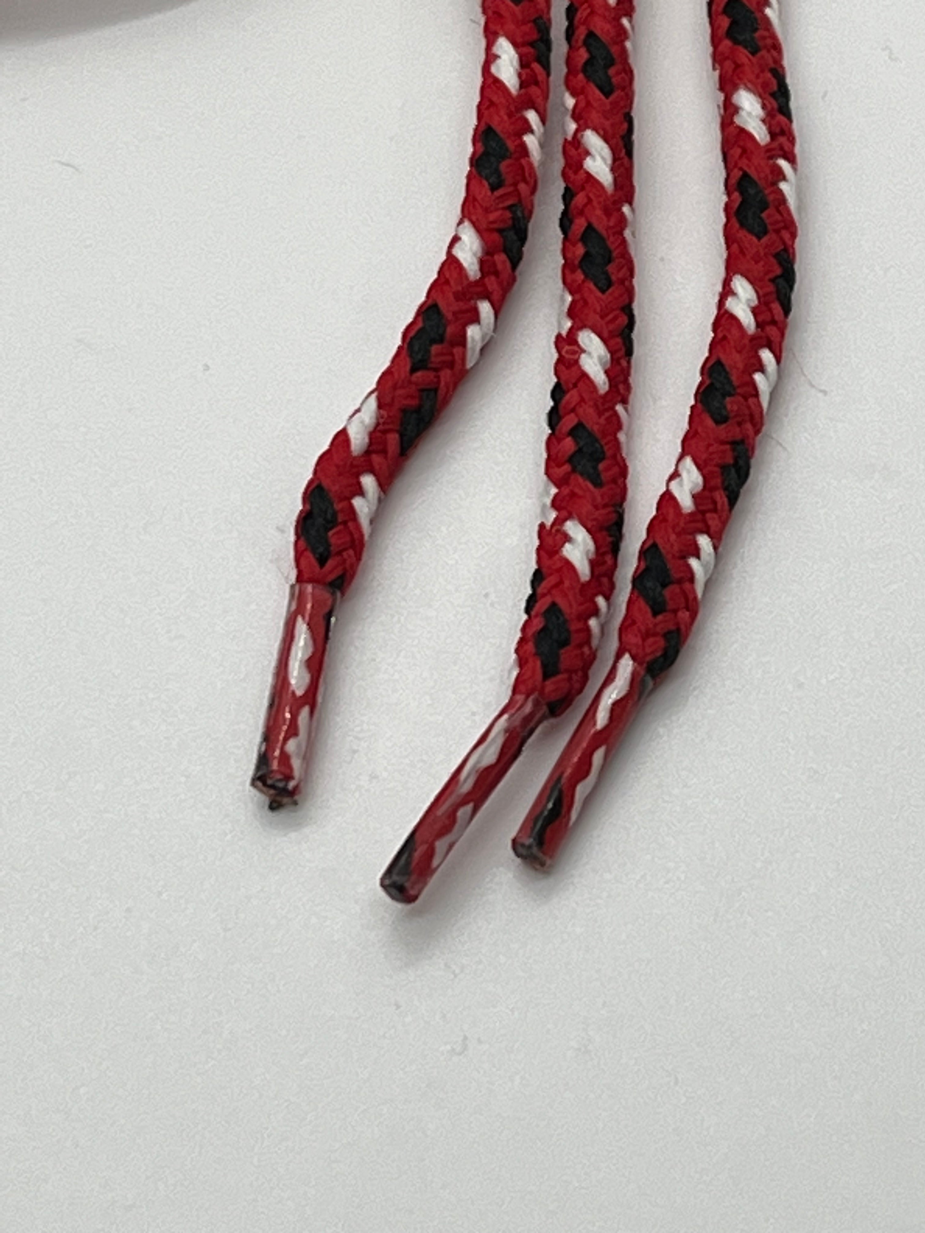 Vibrant Round Multi-Color Shoelaces - Red, Black & White Laces for Sneakers, Boots & Casual Shoes | Perfect for Fashion, Sports & Everyday Wear
