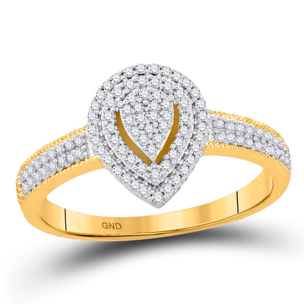 10Kt Yellow Gold Round Diamond Cluster Bridal Wedding Engagement Ring - 1/4 CTTW by FB Jewels | Elegant Gift for Proposal, Anniversary & Special Occasions