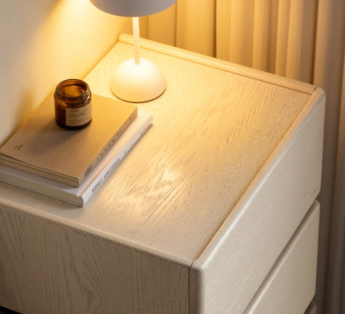 Solid Oak Wood Side Table - Light Luxury Nightstand for Living Room, Bedroom, or Office - Modern End Table with Sturdy Construction & Natural Wood Grain