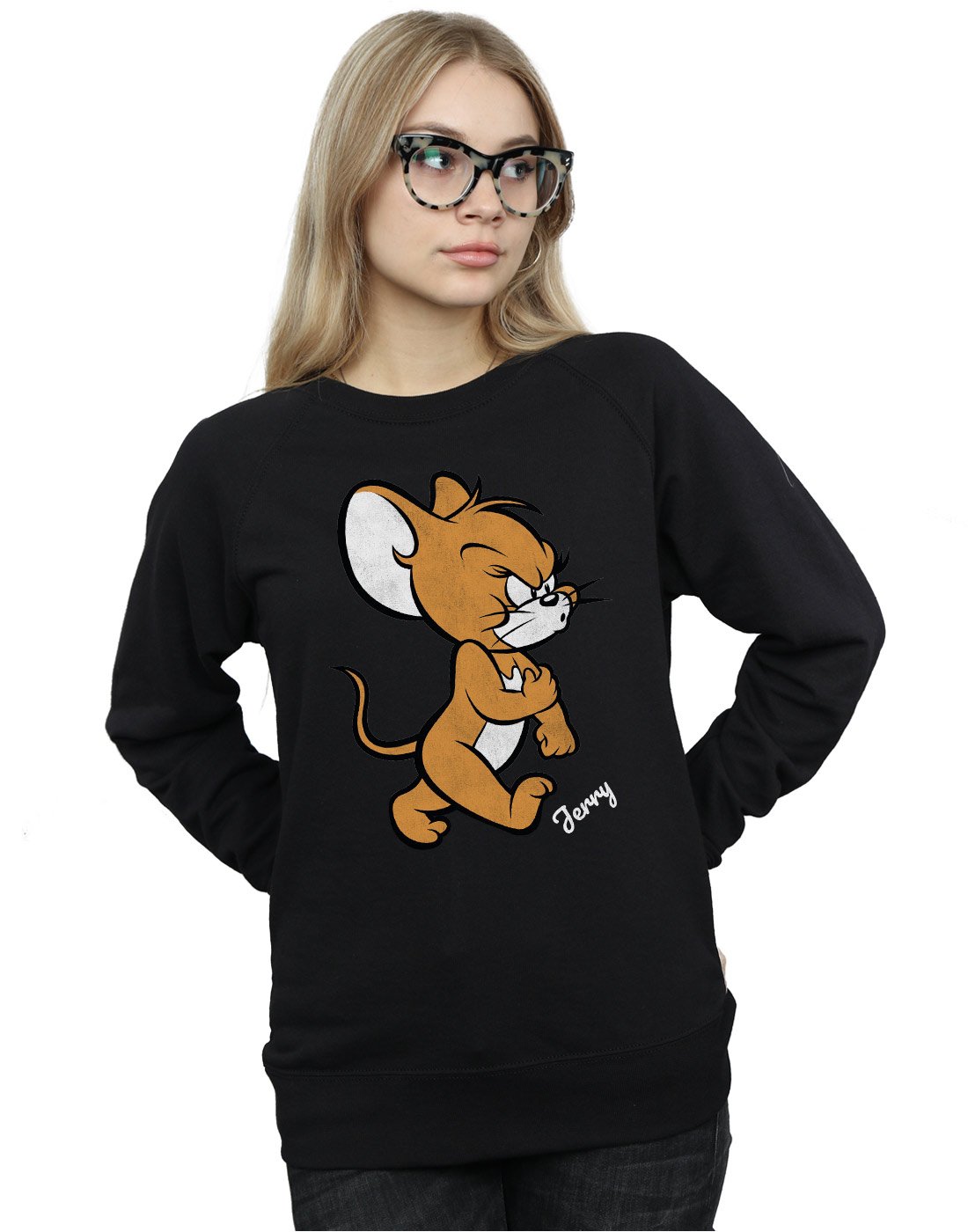 Tom and Jerry Women's Angry Mouse Graphic Sweatshirt - Cute Cartoon Pullover for Casual Wear, Lounge & Street Style Fashion