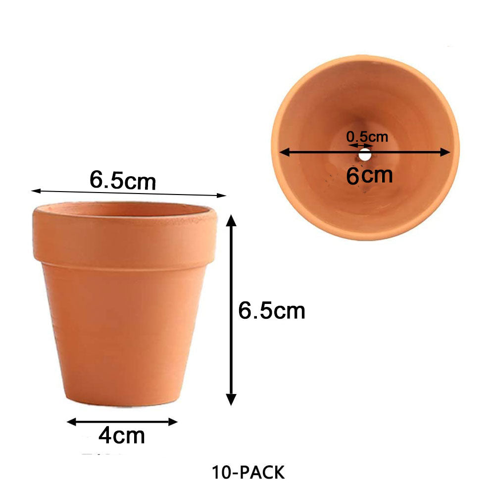 10 Pack 6 Inch Clay Ceramic Flower Pots with Drain Hole - Small Planters for Succulents, Cactus, Herbs & Indoor Plants - Perfect for Home Decor, Office Desk & Garden Nursery