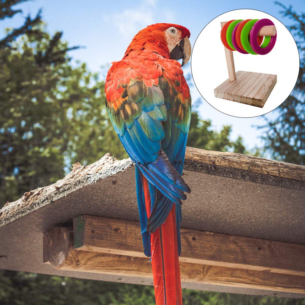 Balacoo Bird Training Toys - Stacking Color Rings Set for Parrot Education, Play Gym & Cage Activities | Desktop Accessories for Bird Enrichment & Learning