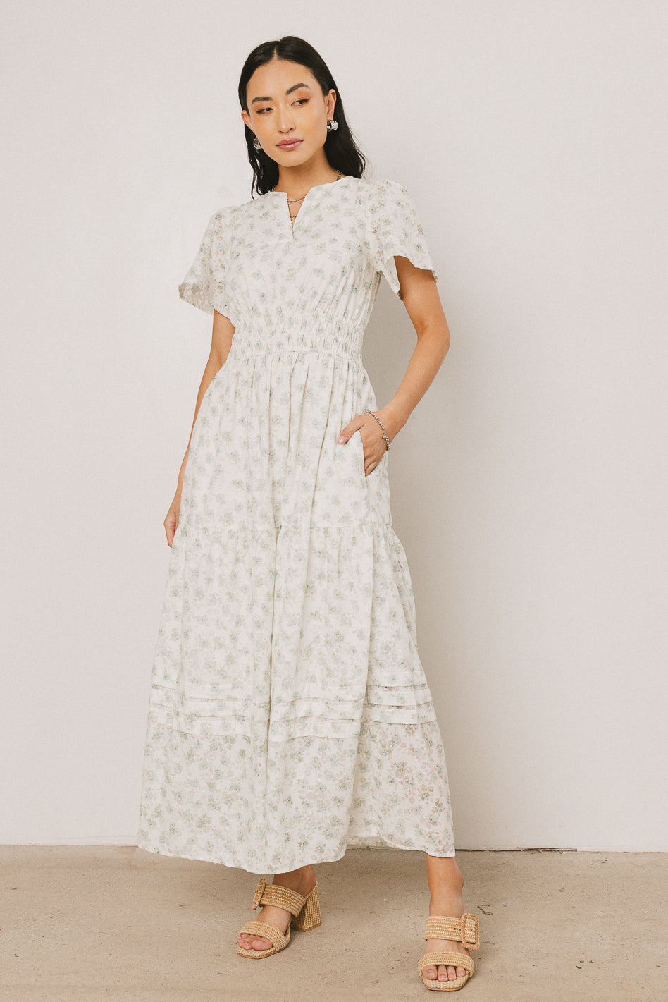 Arabelle Floral Maxi Dress for Women - Summer Boho Long Flowy Dress with Pockets - Perfect for Beach Vacations, Weddings & Date Nights