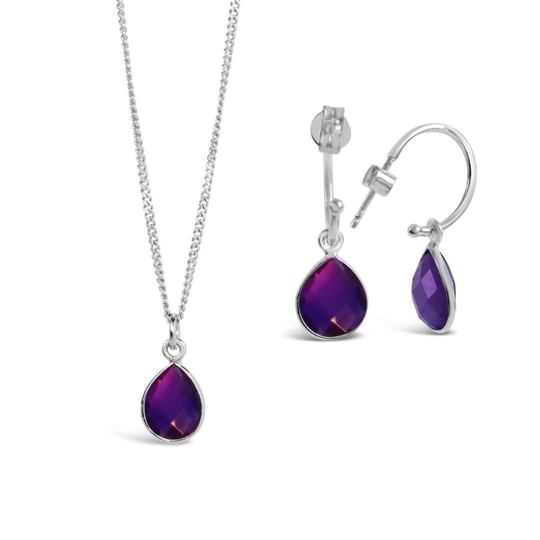 Amethyst Charm Necklace in Sterling Silver | February Birthstone Jewelry for Women | Perfect Gift for Valentine's Day & Anniversary
