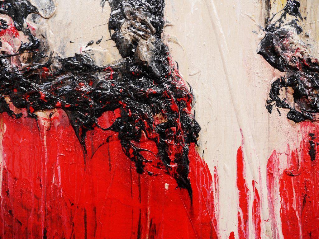 Red Ninja 240cm x 100cm Abstract Canvas Painting - Modern Red & White Wall Art for Living Room, Bedroom & Office Decor