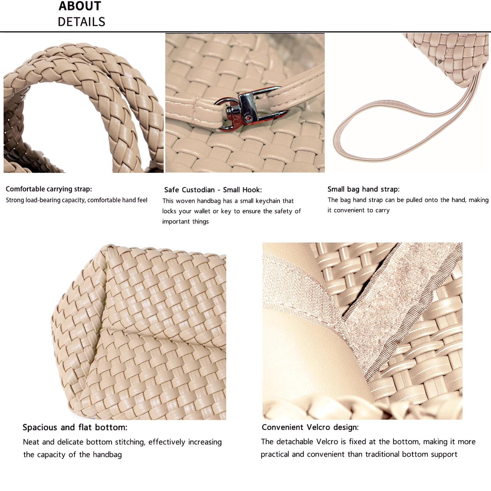 JINMANXUE Women's Fashion Woven Tote Bag - Large Capacity Stylish Shopper Bag for Travel, Work & Daily Use - Durable Shoulder Handbag Purse for Women
