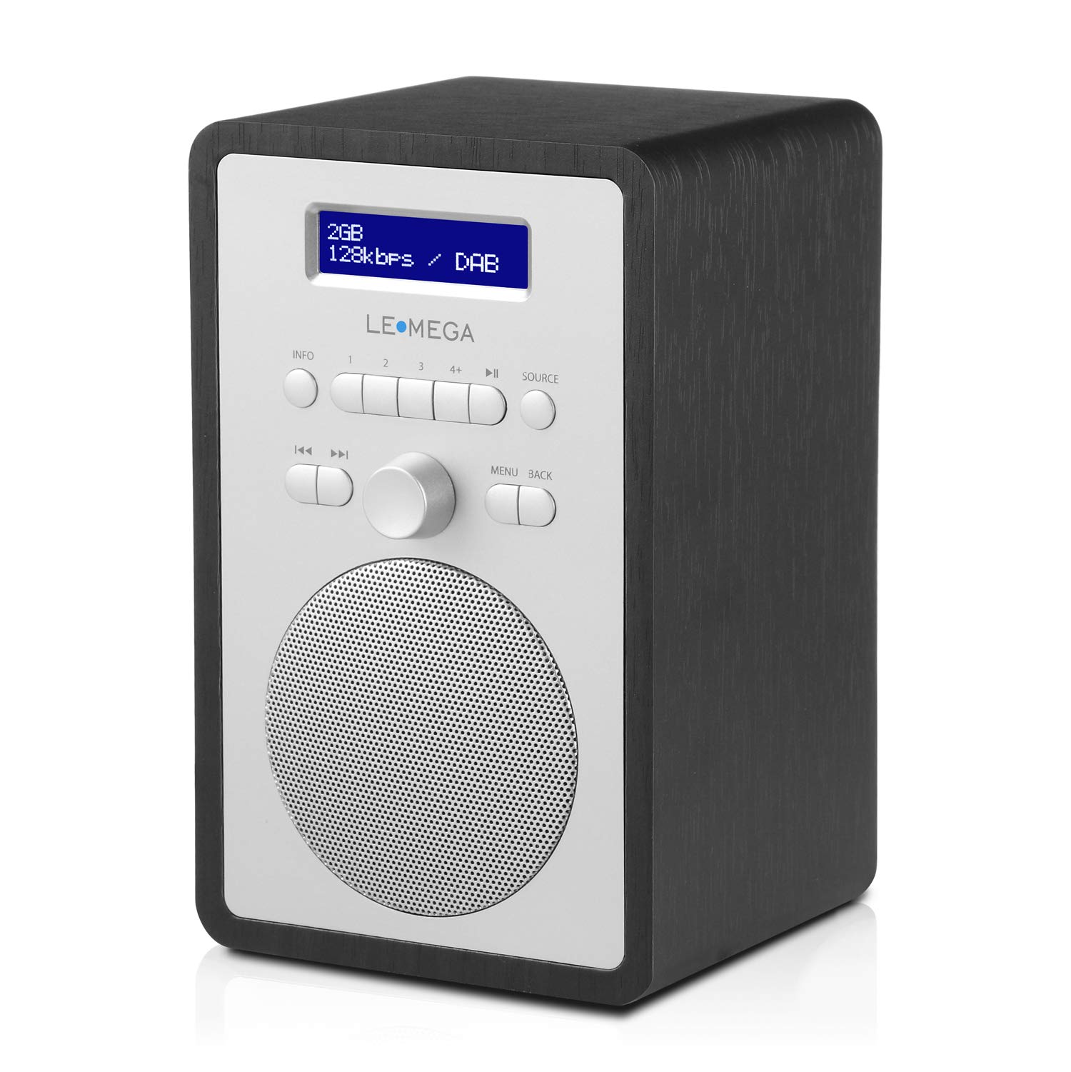 LEMEGA CR2+ DAB/DAB+ Digital Radio with FM, Dual Alarm Clock, Sleep Timer & 20 Preset Stations - Wood Effect Black Oak Finish for Kitchen, Bedroom & Office Use